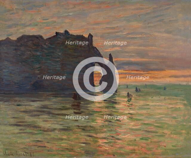 Sunset at Étretat, 1883. Creator: Monet, Claude (1840-1926).