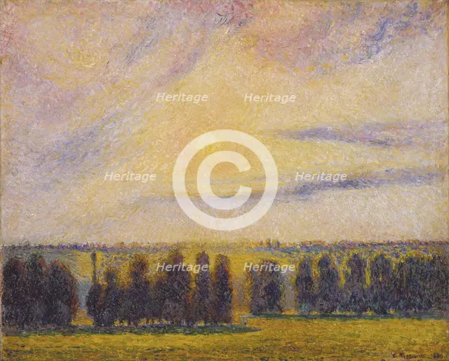 Sunset at Èragny, 1890. Artist: Pissarro, Camille (1830-1903)