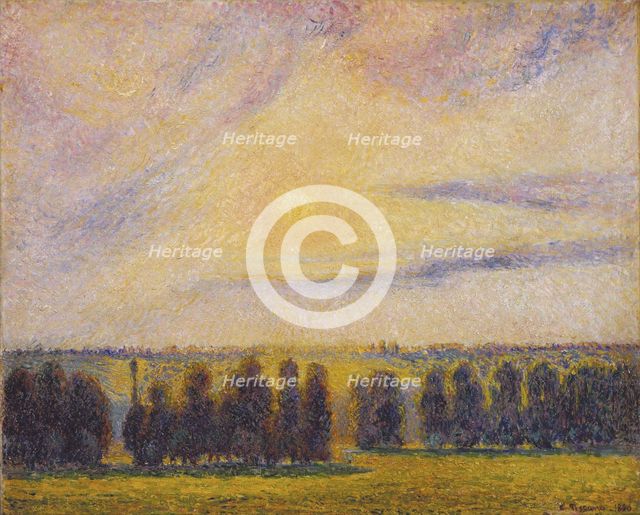 Sunset at Èragny, 1890. Artist: Pissarro, Camille (1830-1903)