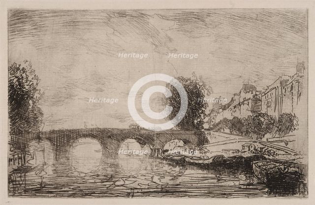 Sunset at Pont Marie, 1890. Creator: Auguste Louis Lepère (French, 1849-1918).