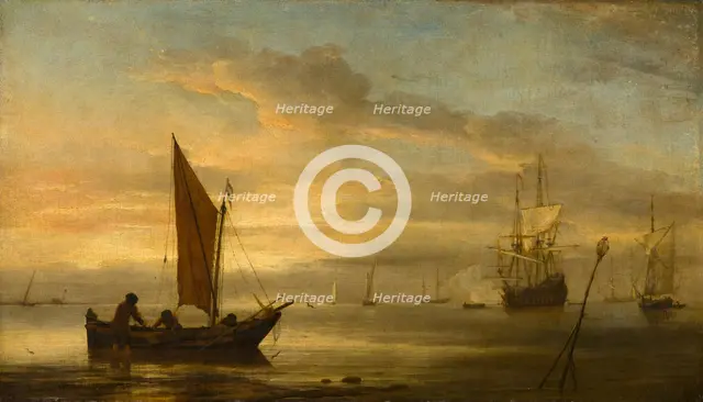 Sunset at Sea, 1680. Creator: Willem van de Velde the Younger.