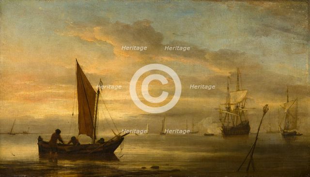 Sunset at Sea, 1680. Creator: Willem van de Velde the Younger.
