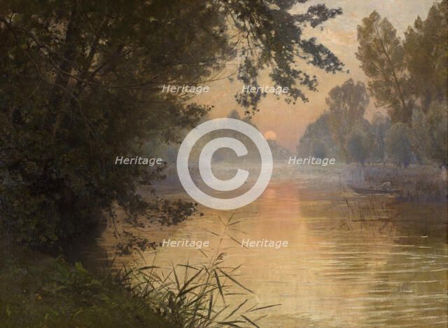 Sunset at the Banks of the Loing, 1896. Creator: Jean Henri Zuber.