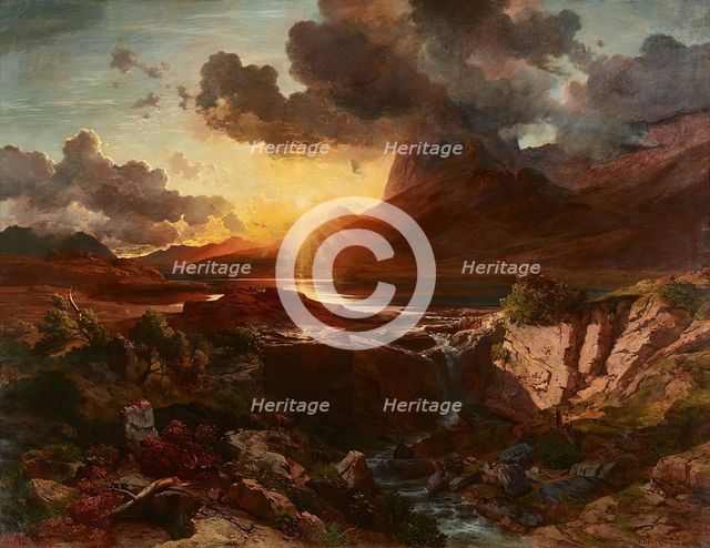 Sunset at the Hintersee in Berchtesgaden, 1858. Creator: Albert Zimmermann.