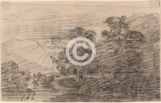 Sunset above a Mountain Lake, 1820s/1830s. Creator: Jean-Antoine Linck.