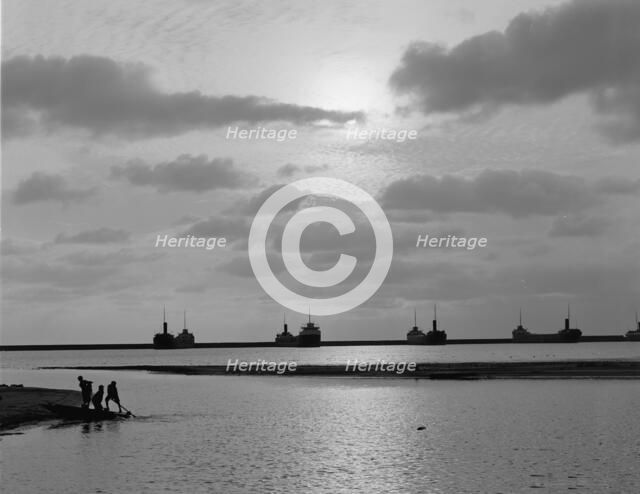 Sunset across the harbor, Buffalo, N.Y., c.between 1910 and 1920. Creator: William H. Jackson.