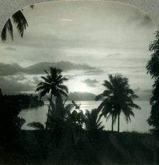 Sunset behind Moorea, Seen from Papeete, Island of Tahiti c1930s. Creator: Unknown