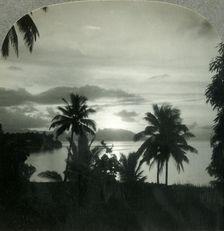 Sunset behind Moorea, Seen from Papeete, Island of Tahiti c1930s. Creator: Unknown
