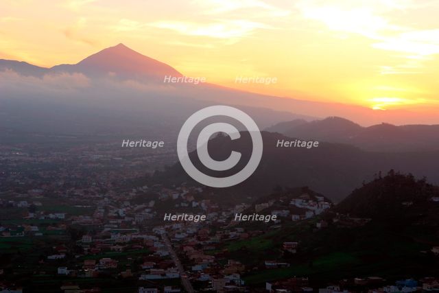 Sunset behind Mount Teide, volcano on Tenerife, Canary Islands, 2007.