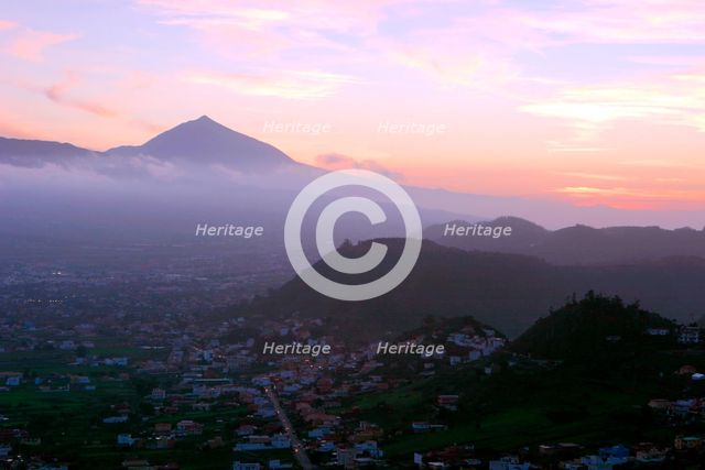 Sunset behind Mount Teide, volcano on Tenerife, Canary Islands, 2007.