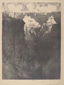 Sunset Cities in the Canyon, 1912. Creator: Joseph Pennell