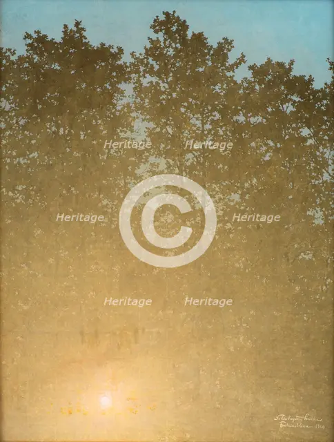 Sunset. Fontainebleau, 1900. Creator: Møller, Valdemar Schønheyder (1864-1905).