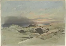 Sunset from a Rocky Coastline, 1842. Creator: Jean Achille Benouville