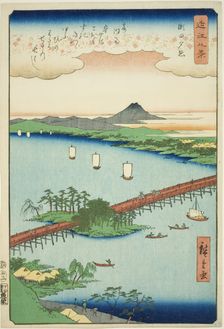 Sunset Glow at Seta (Seta sekisho), from the series "Eight Views of Omi (Omi hakkei)", 1857. Creator: Ando Hiroshige