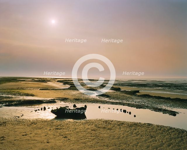 Sunset, Holme Next the Sea Timber Circle (Sea Henge), Norfolk, 1999. Artist: Unknown