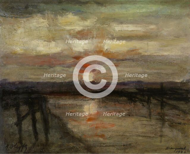 Sunset in Nieuwpoort, 1906. Creator: Auguste Oleffe.