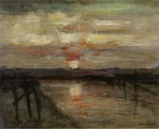 Sunset in Nieuwpoort, 1906. Creator: Auguste Oleffe