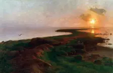 Sunset in a Lagoon 1897. Artist: Hans Ole Brasen