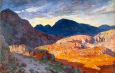 Sunset in the Welsh hills 1893-1934. Creator: Christopher Williams