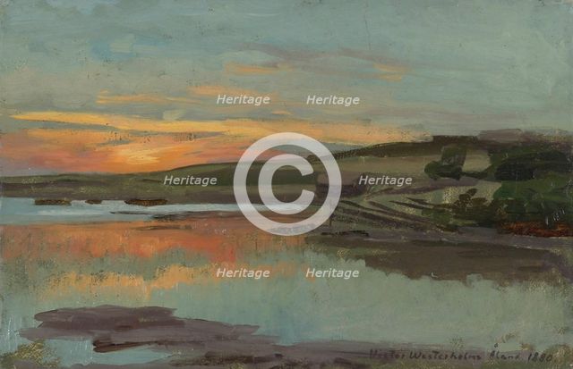 Sunset in the bay, 1880. Creator: Victor Westerholm.
