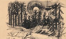 Sunset in the forest, 1930-1939. Creator: Arnold Peter Weisz-Kubincan