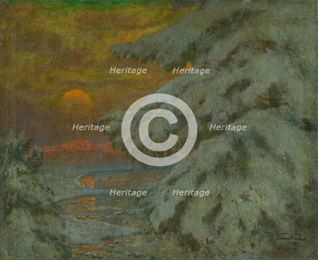Sunset in winter, 1917. Creator: Ferdinand Katona.