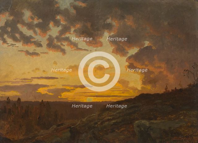 Sunset. Sketch, 1858. Creator: Johan Edvard Bergh.