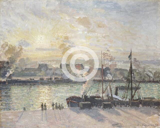 'Sunset, the port of Rouen', (Steamboats), 1898. Artist: Camille Pissarro.