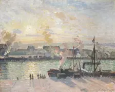 Sunset, the port of Rouen (Steamboats), 1898. Creator: Camille Pissarro