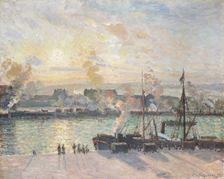 Sunset, the port of Rouen (Steamboats), 1898. Creator: Camille Pissarro