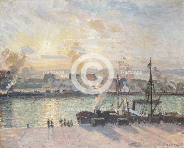 'Sunset, the port of Rouen', (Steamboats), 1898. Creator: Camille Pissarro.