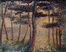 Sunset through Trees, c. 1882. Creator: Camille Pissarro