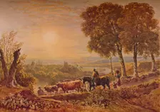Sunset with Cattle 1841. Creator: George Barret the Younger