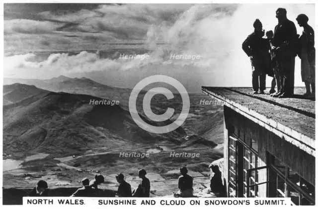 Sunshine and clouds on Snowdon's summit, north Wales, 1936. Artist: Unknown