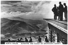 Sunshine and clouds on Snowdon's summit, north Wales, 1936