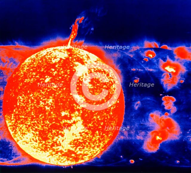 Sunspots and solar prominences, 1973. Creator: Unknown.