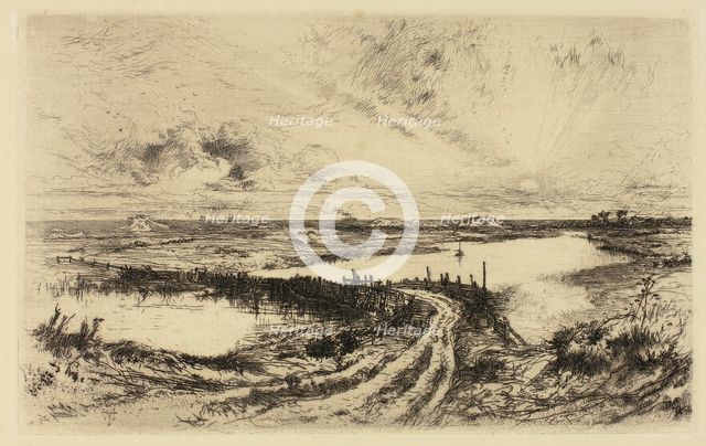 Sunrise, The Pond, East Hampton, 1883. Creator: Thomas Moran.