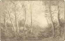 Sunrise, Woods of Clamard (Lever du soleil, bois de Clamard). Creator: Alphonse Legros
