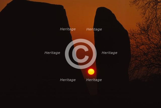 Sunrise, Megalithic circle, Avebury, Wiltshire, 20th century. Artist: CM Dixon.