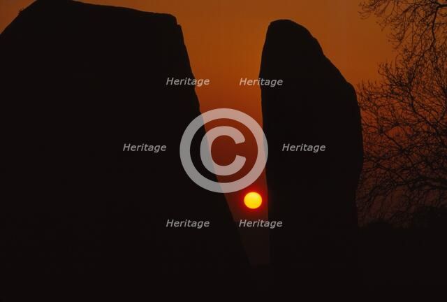 Sunrise, Megalithic circle, Avebury, Wiltshire, 20th century. Artist: CM Dixon.