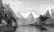 "Sunrise on the Königs See, Berchtesgaden, Bavarian Alps", by W. C. Smith, in the exhibition...1864. Creator: J Cooper
