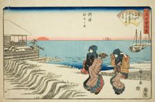 Sunrise on New Year's Day at the Musashiya Restaurant in Susaki (Susaki hatsu hinode..., c. 1838/40. Creator: Ando Hiroshige
