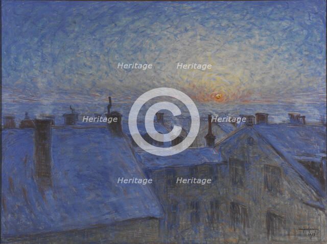 Sunrise over the Rooftops. Motif from Stockholm , 1903.