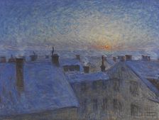 Sunrise over the Rooftops. Motif from Stockholm, 1903. Creator: Eugène Jansson