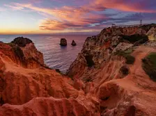 Sunrise, Ponta da Piedade, Lagos, Algarve, Portugal, 2024. Creator: Peter Thompson