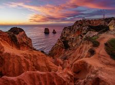 Sunrise, Ponta da Piedade, Lagos, Algarve, Portugal, 2024. Creator: Peter Thompson