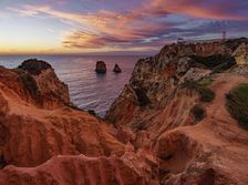 Sunrise, Ponta da Piedade, Lagos, Algarve, Portugal, 2024. Creator: Peter Thompson