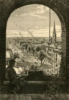 Superior Street, Cleveland, from Presbyterian Church 1872. Creator: John Karst