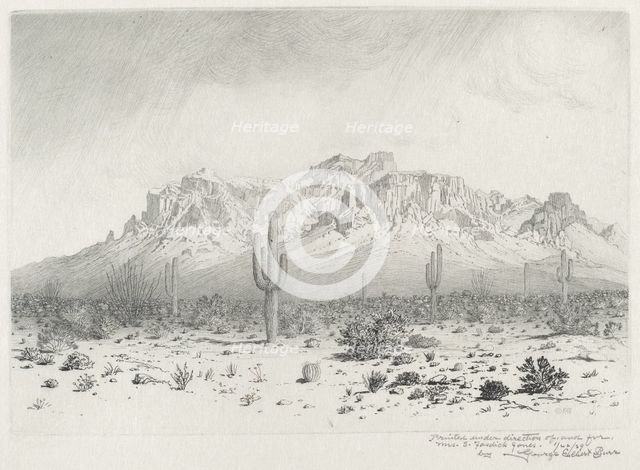 Superstition Mountain, Apache Trail, Arizona (no.1), 1929. Creator: George Elbert Burr.