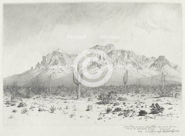 Superstition Mountain, Apache Trail, Arizona (no.1), 1929. Creator: George Elbert Burr.